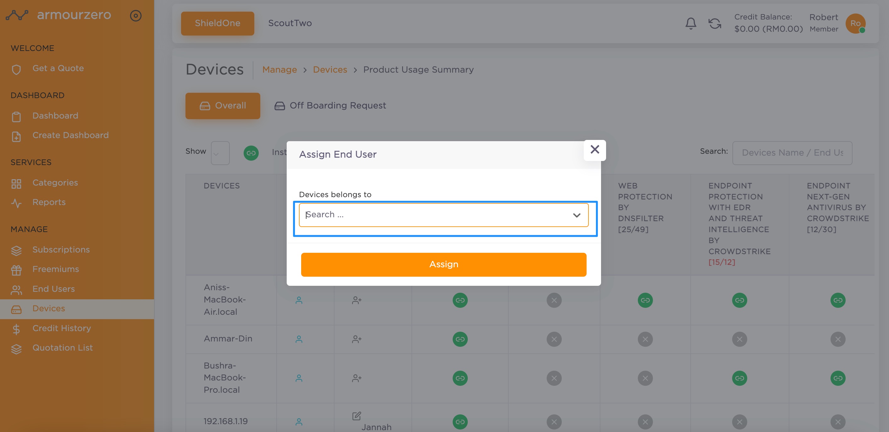 Assign device to end user drop down list.jpg